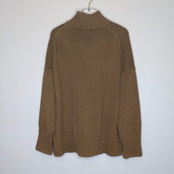 Everlane Brown Mock Neck Sweater Cotton Long Sleeve Size M - Picture 3 of 7